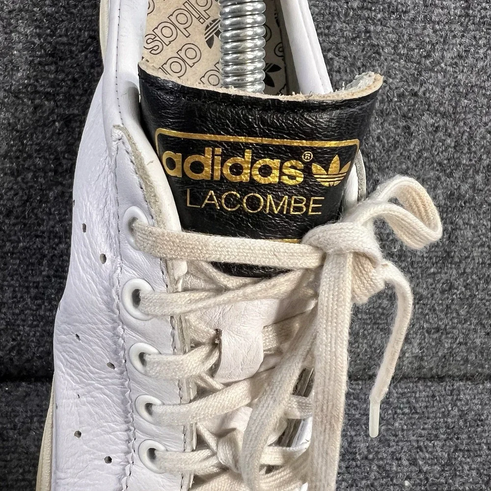 Adidas Lacombe Mens 10 White Black Leather Low Top Sneakers/Trainers DB3013 9/18
